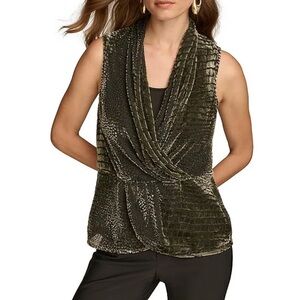 Donna Karan Black Draped Sleeveless Blouse